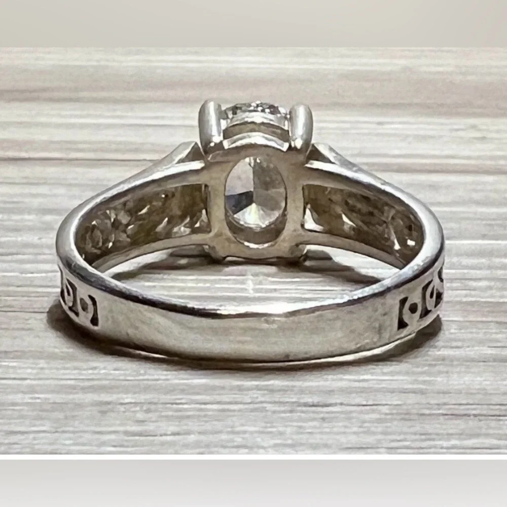 Vintage Handmade Designer Signed Sterling Silver Cubic Zirconia Ring, Size 8.75